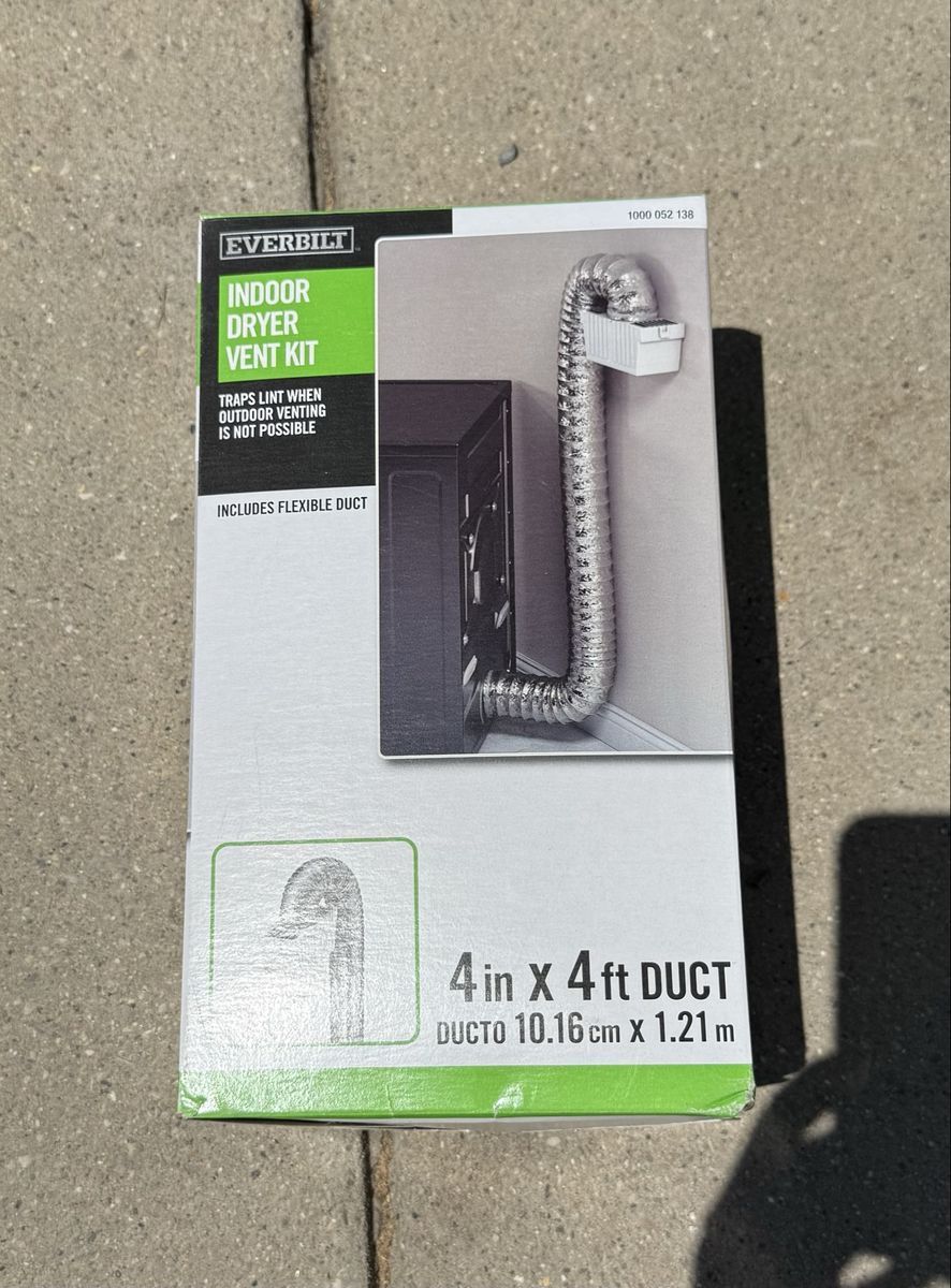 Everbilt 4" x 4ft Indoor Dryer Vent Kit with Flexible Duct - Traps Lint, No Outdoor Venting Needed