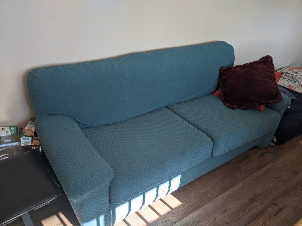 Faux Black Leather Couch with Cover