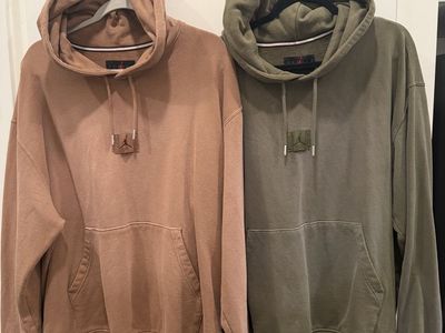 2 Air Jordan Essentials Flight Fleece Pullover Hoodies. One Tan / one Olive XL