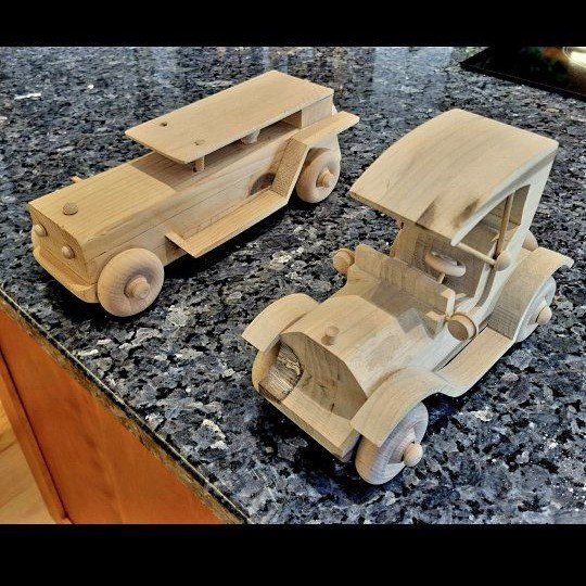 Handmade Toy Cars - Vintage Style Natural Wood