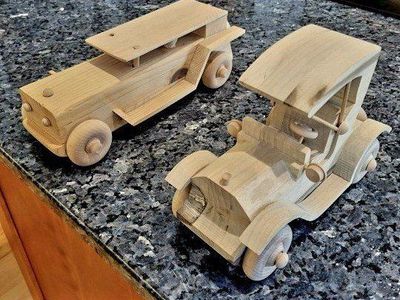 Handmade Toy Cars - Vintage Style Natural Wood