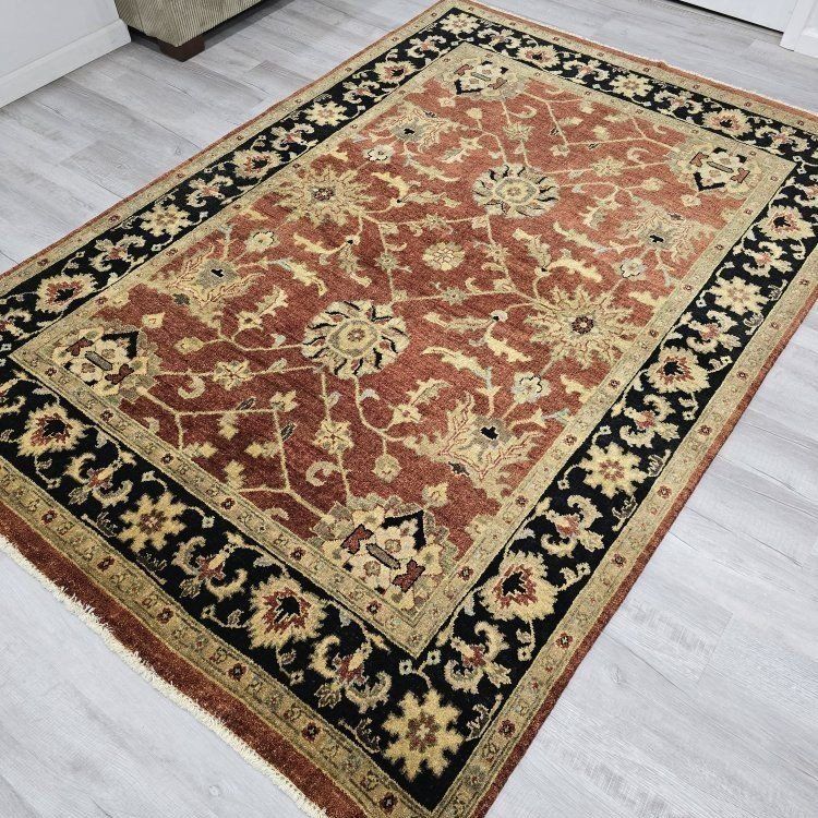 Pretty New Handwoven Wool Rug, 6'1" x 8'10"