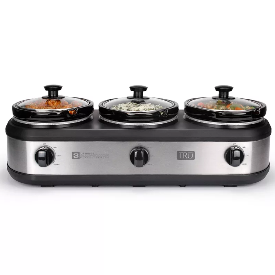 Triple Buffet Style Crock Pot Warming Station