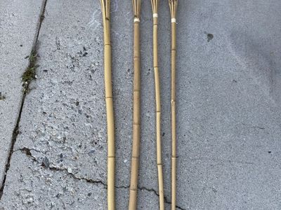 Tiki torches and bottle of fuel
