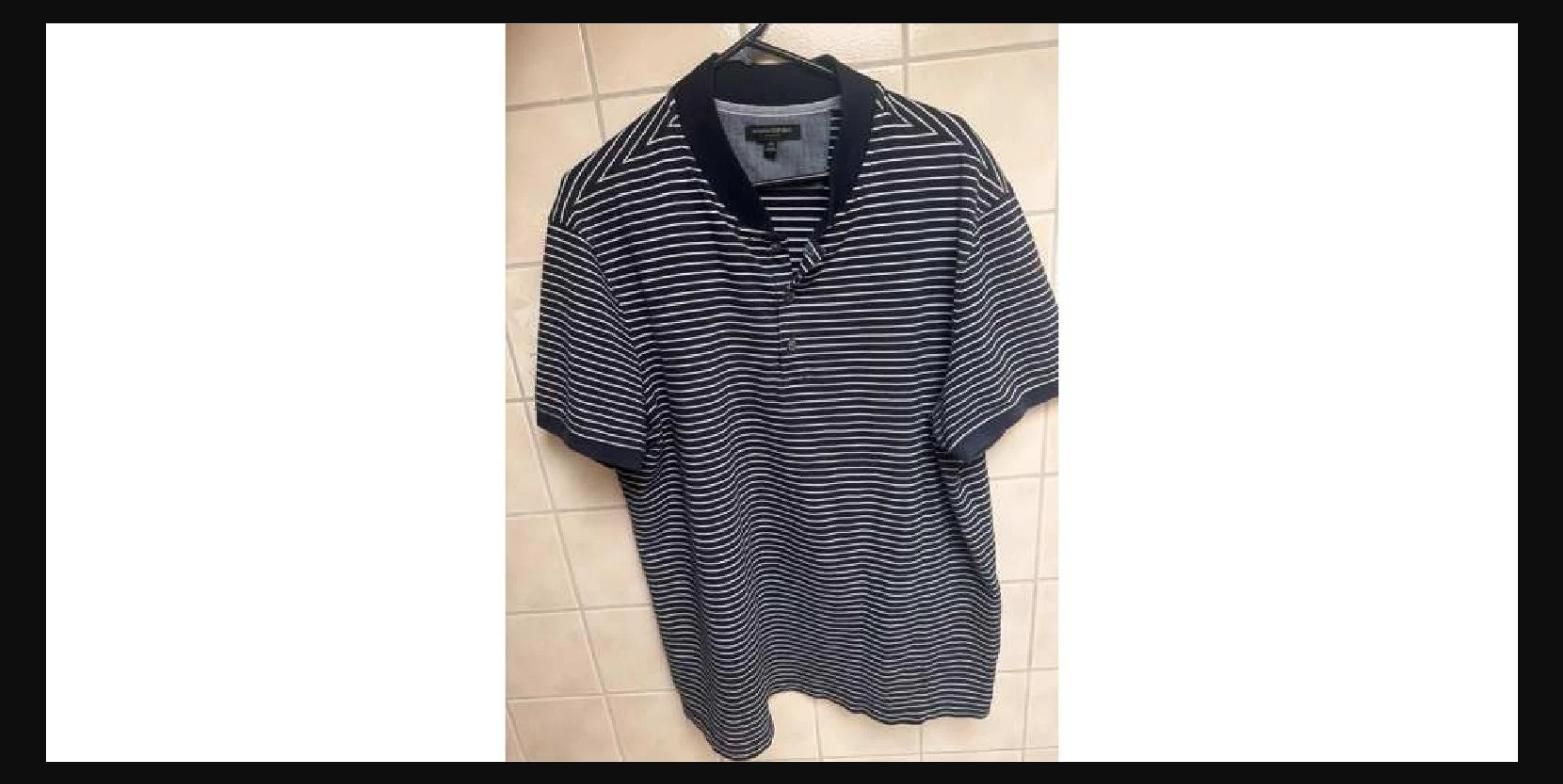 Banana Republic Slim Fit Striped Polo Shirt - Mens XXL Navy White