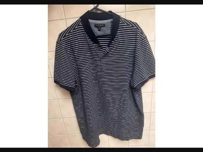 Banana Republic Slim Fit Striped Polo Shirt - Mens XXL Navy White