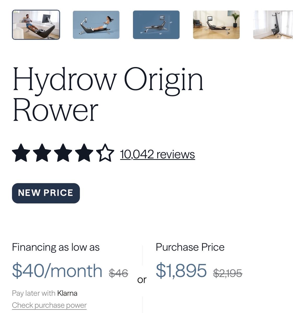 Hydrow Origin Rower With 22" Screen - New In Box
