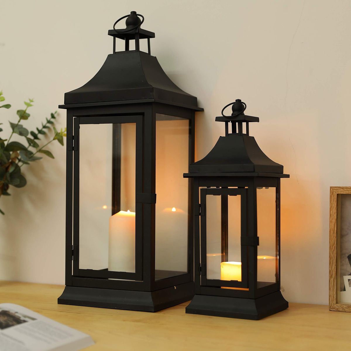 New-free delivery. See below- Metal Lantern Set of 2, 13/19.5''H, Black $84 online