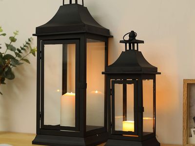 New-free delivery. See below- Metal Lantern Set of 2, 13/19.5''H, Black $84 online