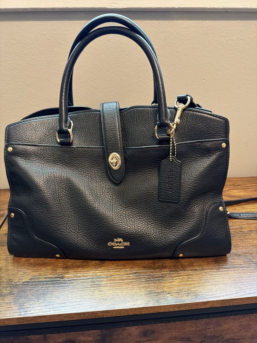 COACH MERCER SATCHEL black & gold