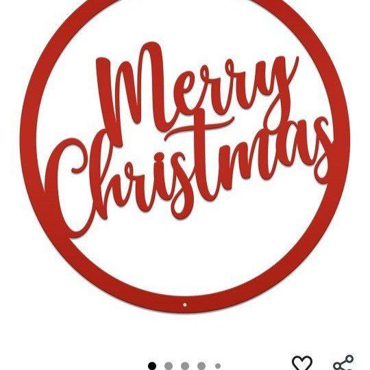 Speed Fabrication 18-inch Red Round Merry Christmas Metal Hanging Sign for Indoor/Outdoor Decor