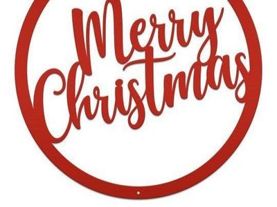 Speed Fabrication 18-inch Red Round Merry Christmas Metal Hanging Sign for Indoor/Outdoor Decor