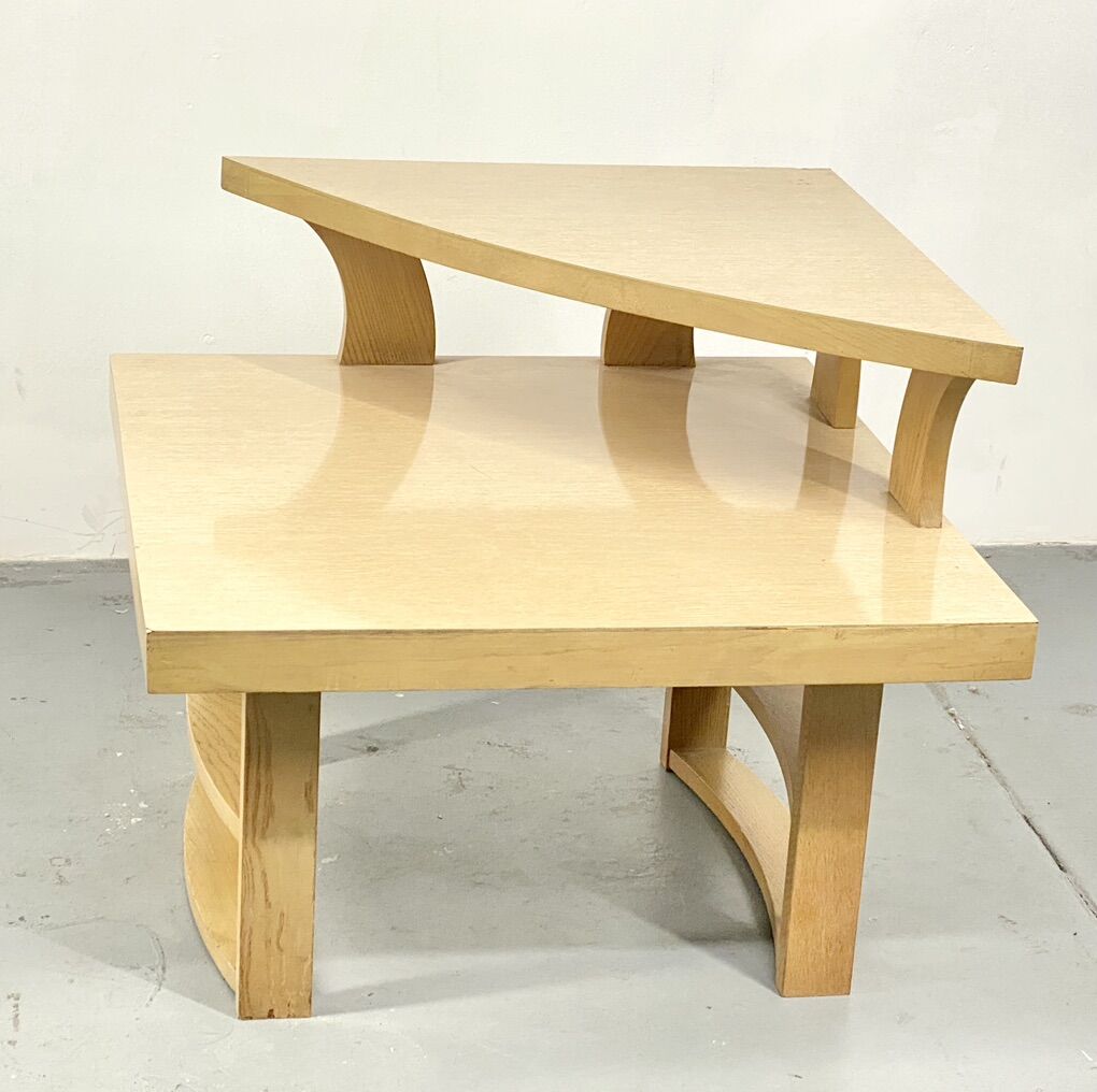 Vintage MCM, 2-Tiered Blonde End /Corner Table