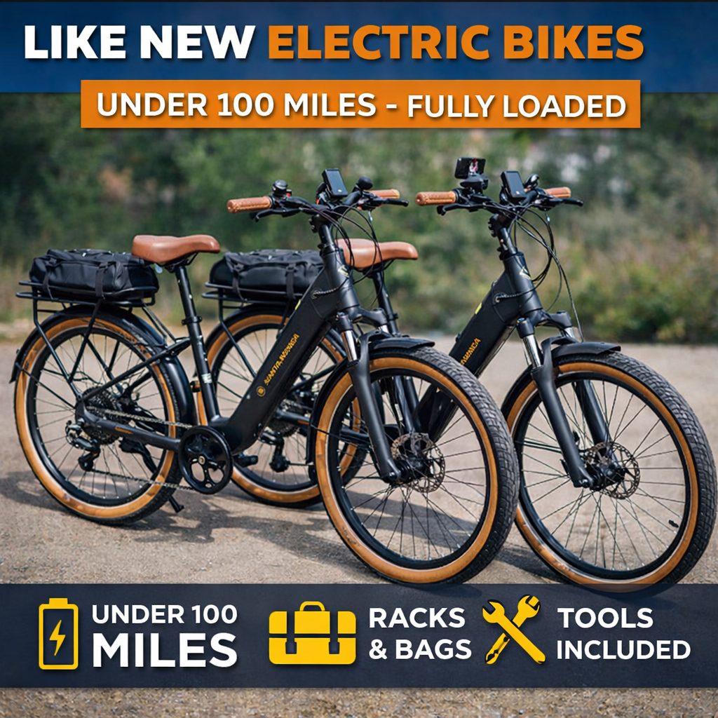 AIMA Santa Monica Electric Bikes (Pair) Like New Under 100 Miles Fully Loaded