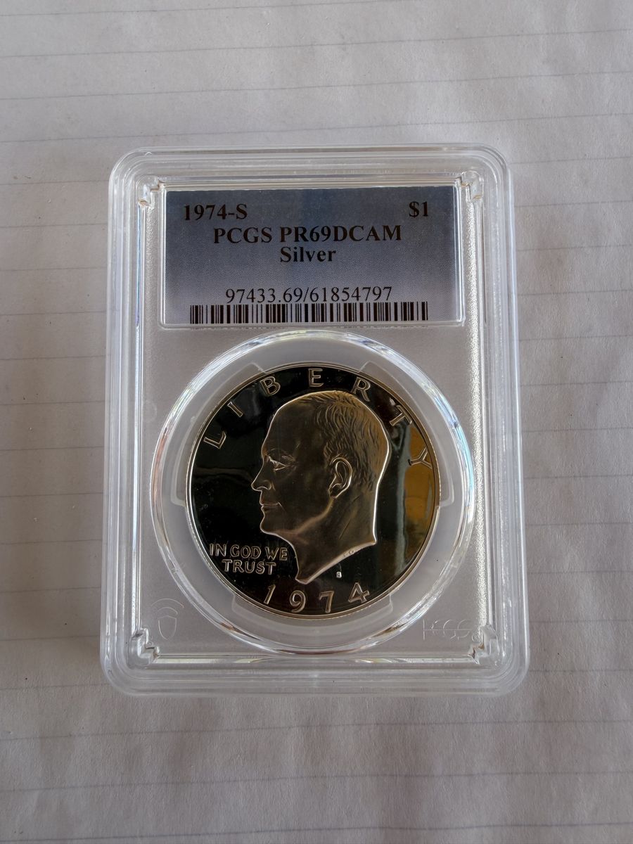 1974-S Eisenhower Dollar PCGS PR69DCAM Silver US Coin - Graded & Certified