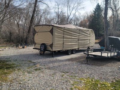 Travel Trailer Cover - Tan RV Protective Cover, Weather-Resistant, Fits Bumper Pull Trailers