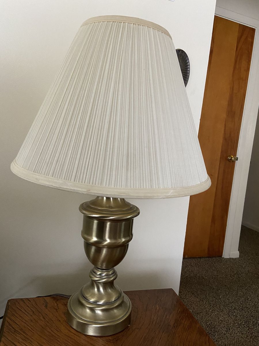 Classic Gold Table Lamp with Pleated White Shade - Perfect for Bedside or Living Room Accent Lighting