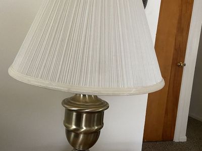 Classic Gold Table Lamp with Pleated White Shade - Perfect for Bedside or Living Room Accent Lighting