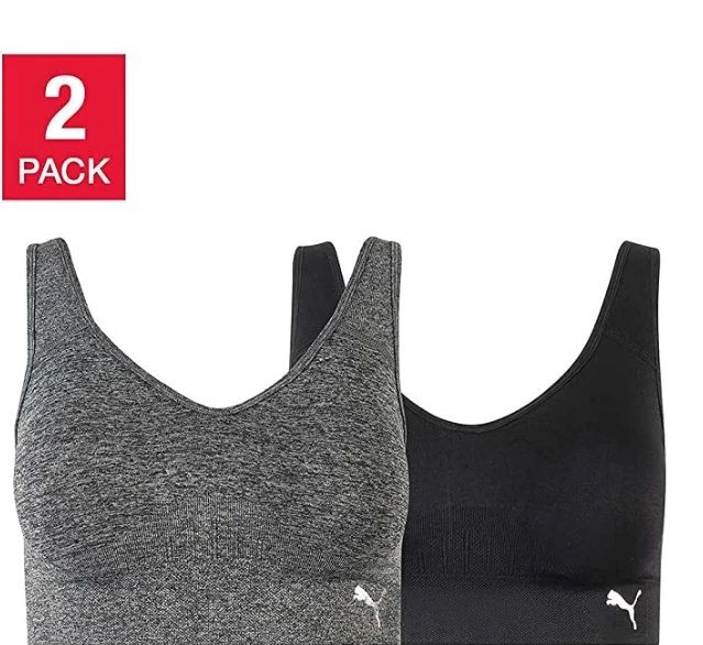 Puma Seamless Sports Bra 2-pack. Active Support Square Neck or V Neck #73197