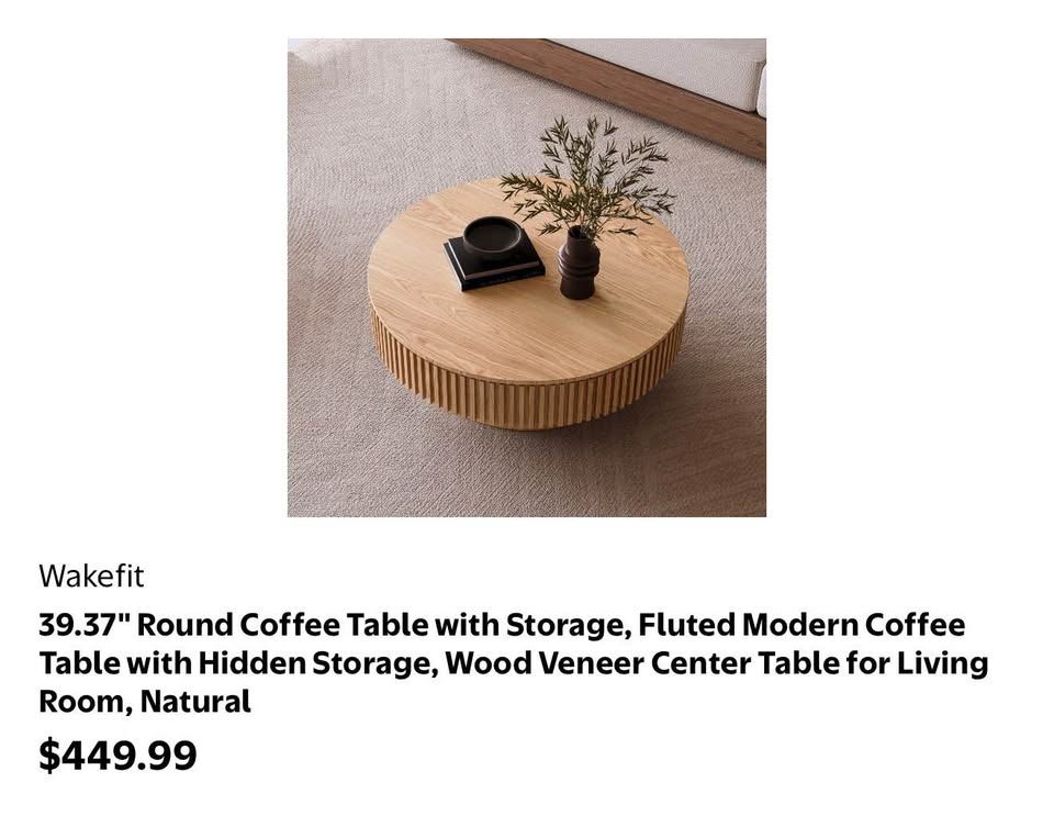 Round coffee table with storage
