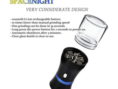 SPACENIGHT Electric Herb Grinder - Rechargeable Battery, Clear Glass Jar