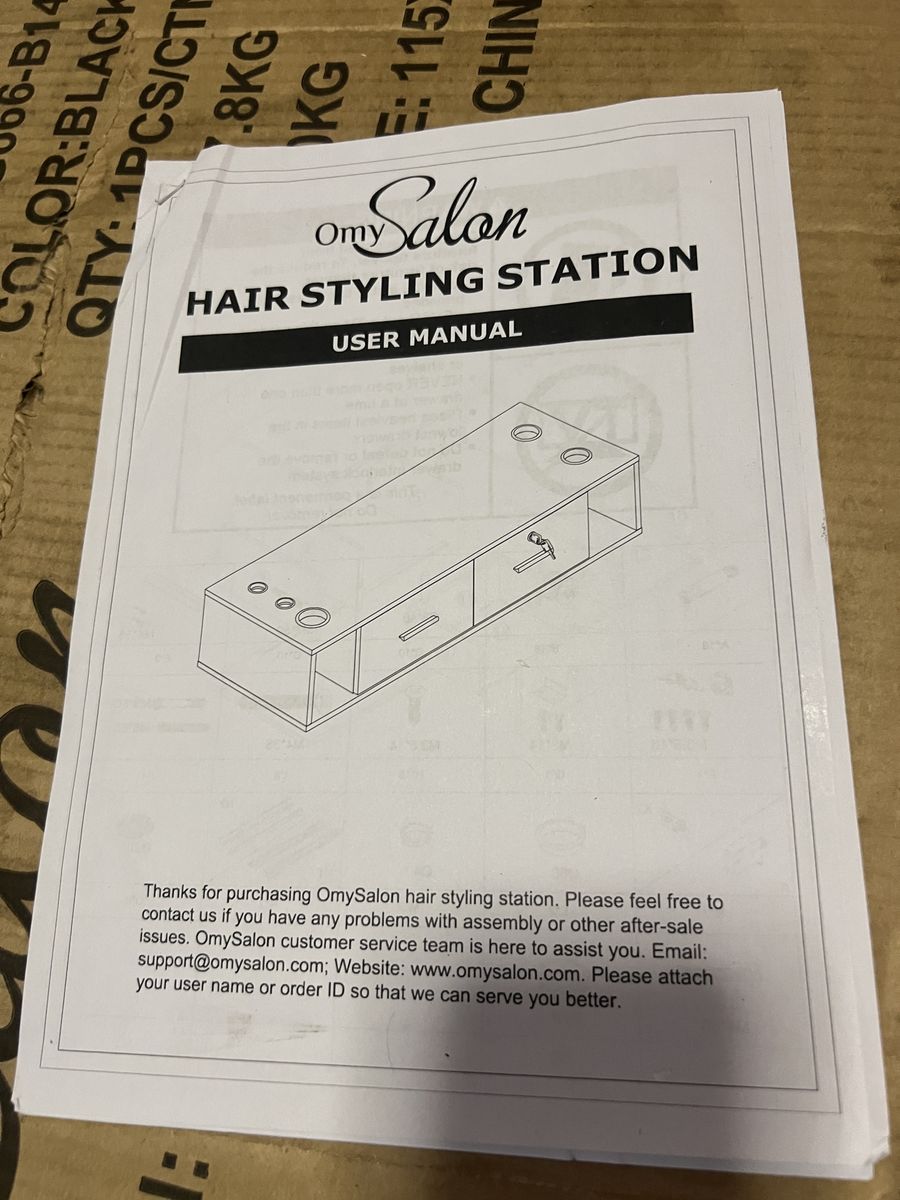 OmySalon Hair Styling Station Model HSC-17-B Black