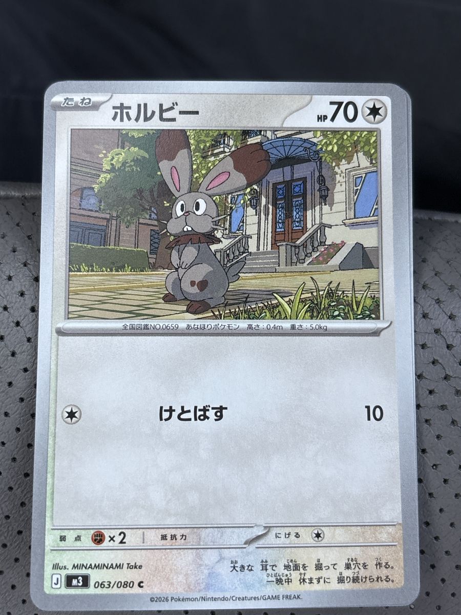 Pokemon Japanese J M3 063/080 Bunnelby Holo Rare Card - HP 70, MINAMINAMI Take Art