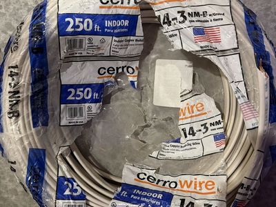 Cerrowire 14-3 NM-B Indoor Copper Building Wire with Ground, ~150-200 ft, 600V