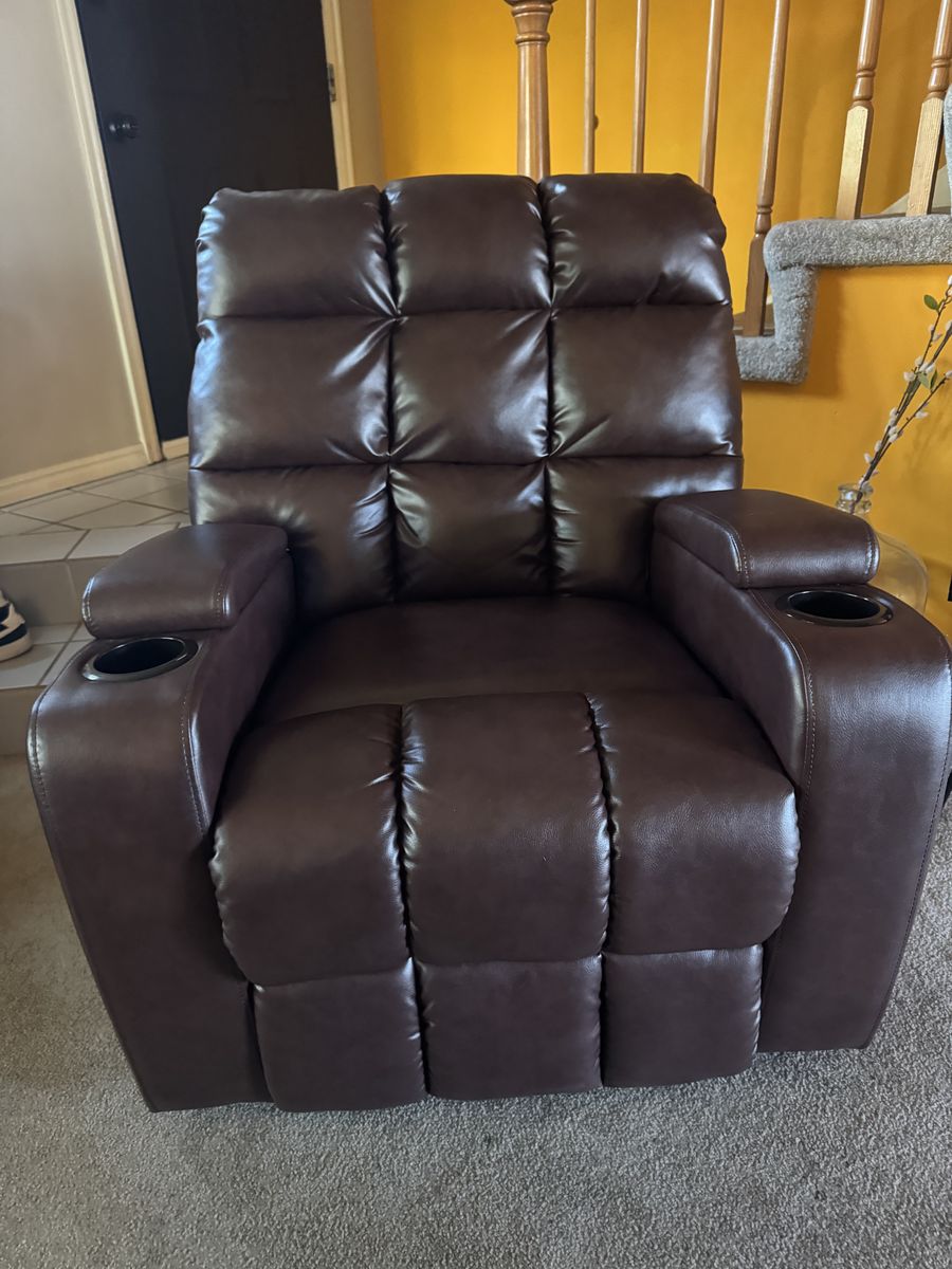 Faux leather recliner