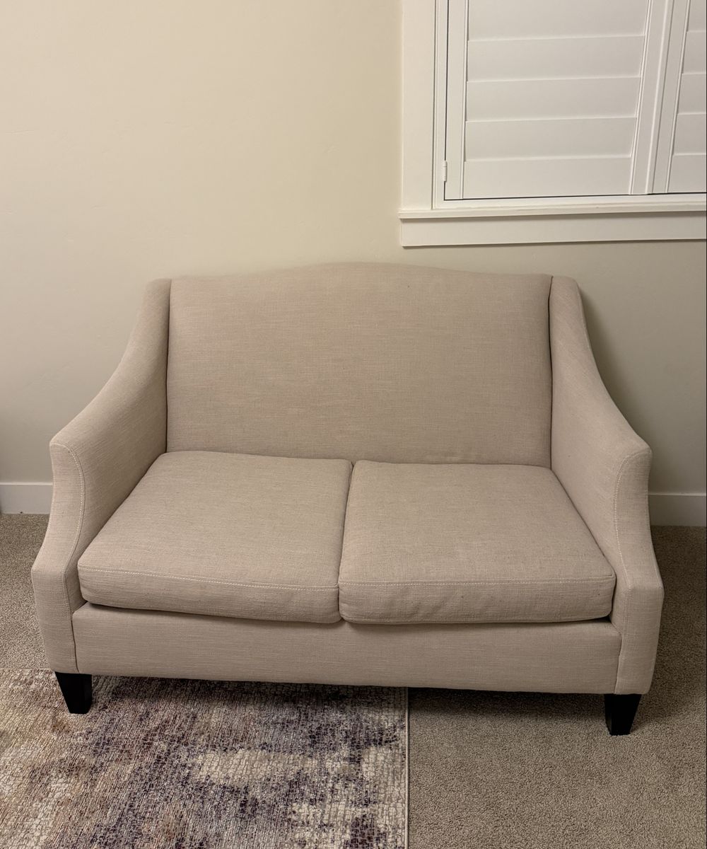 Cozy Beige Fabric Loveseat - Compact 2-Seater Sofa for Small Spaces