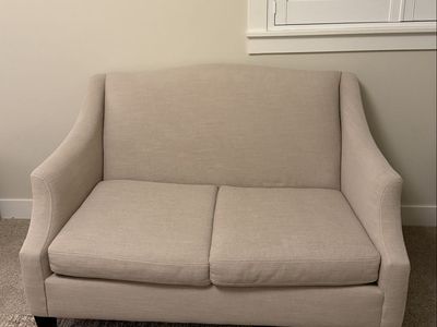 Cozy Beige Fabric Loveseat - Compact 2-Seater Sofa for Small Spaces