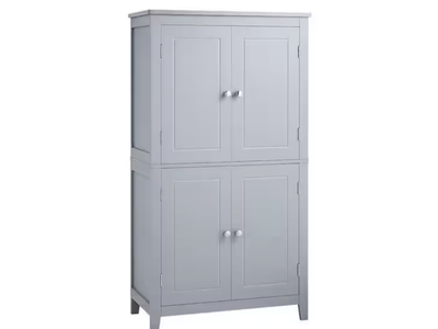 New in Box 24 in. W x 12 in. D x 43 in. H Freestanding Gray Linen Cabinet with 4 Doors