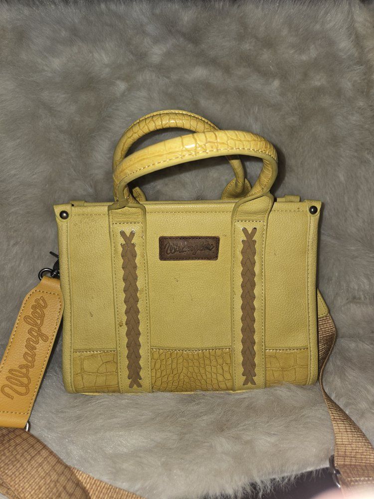 Wrangler Yellow Croc-Embossed Faux Leather Crossbody Handbag