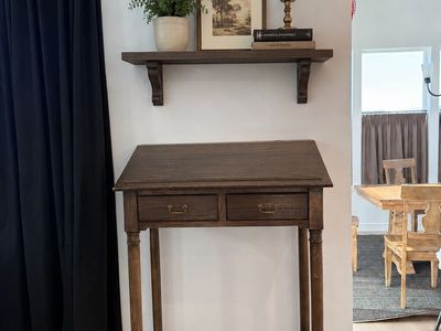 Tall secretary desk, Console table, standing desk, display table, solid wood, drafting table