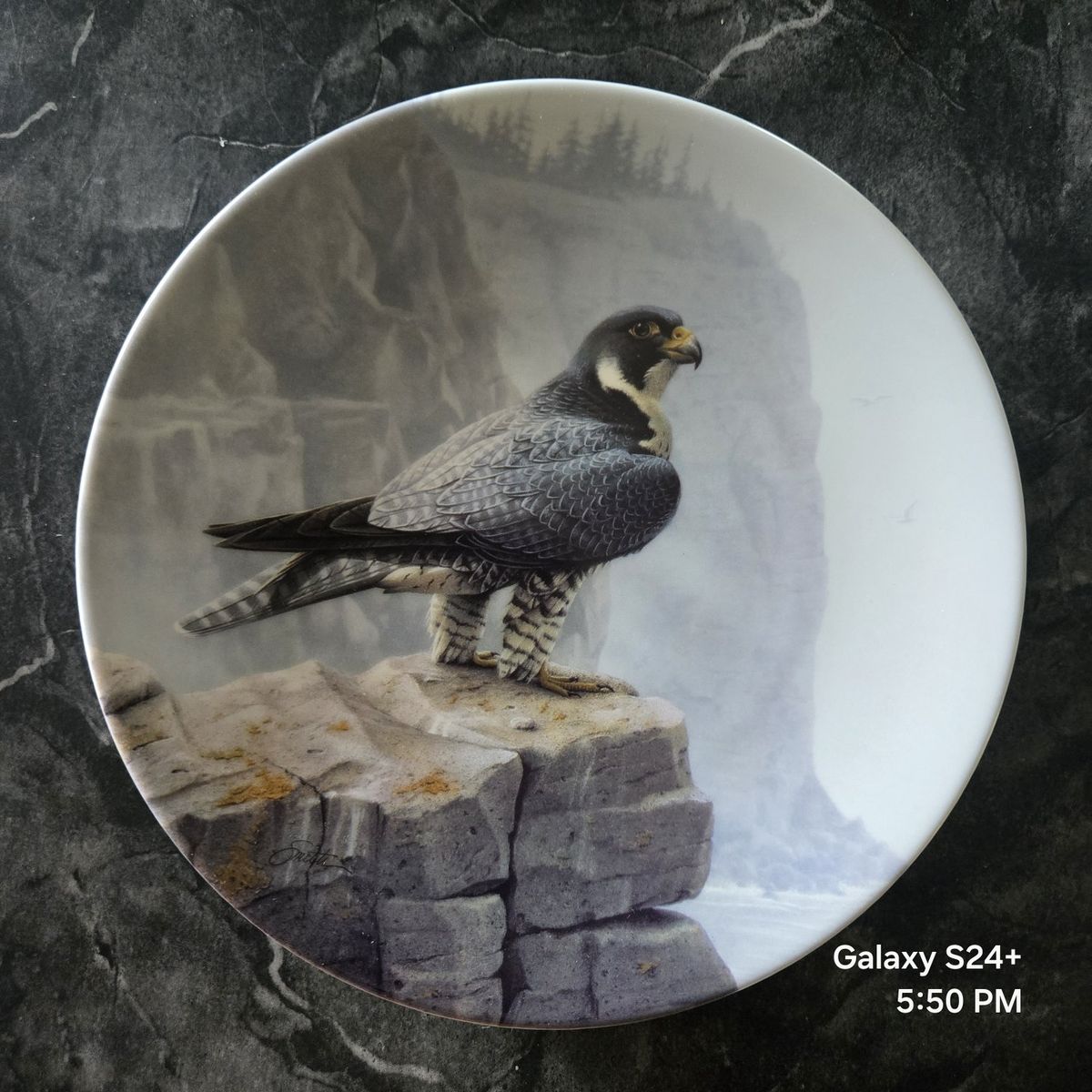 1988 Edwin M. Knowles "The Peregrine Falcon" Collector's Plate by Daniel Smith, Majestic Birds Series