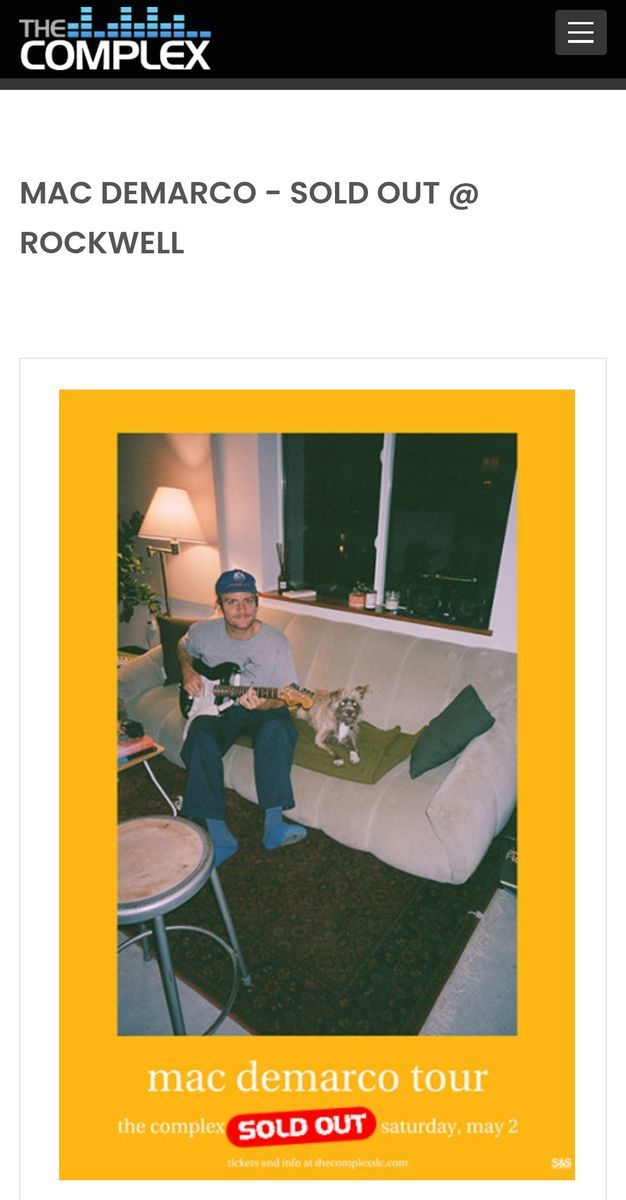 Mac Demarco GA Ticket