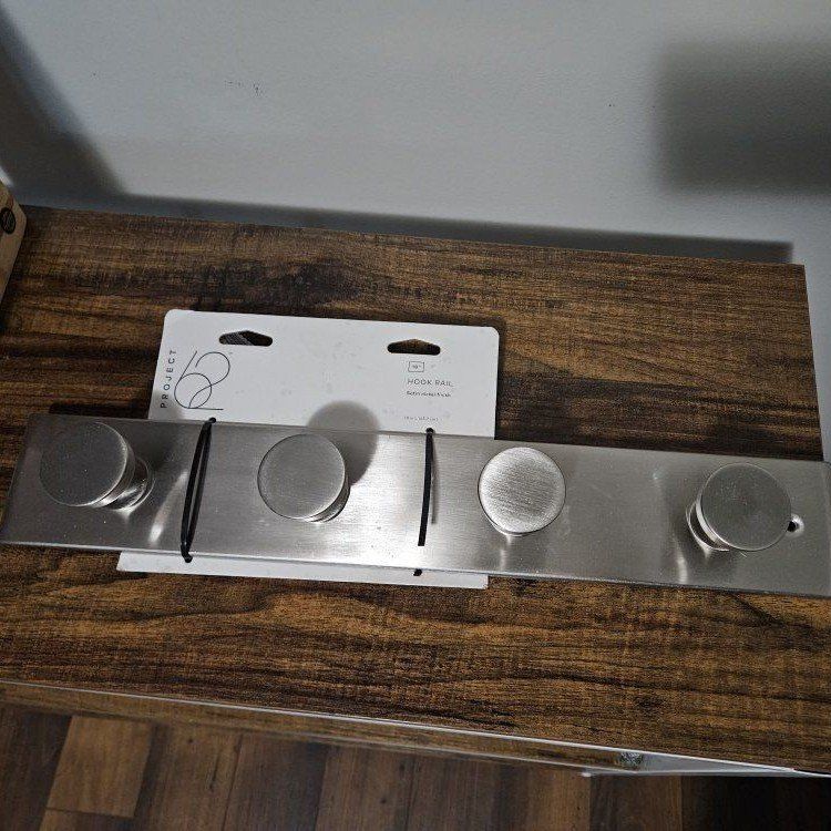 Project 62 18" Satin Nickel Finish Wall Hook Rail with 4 Hooks