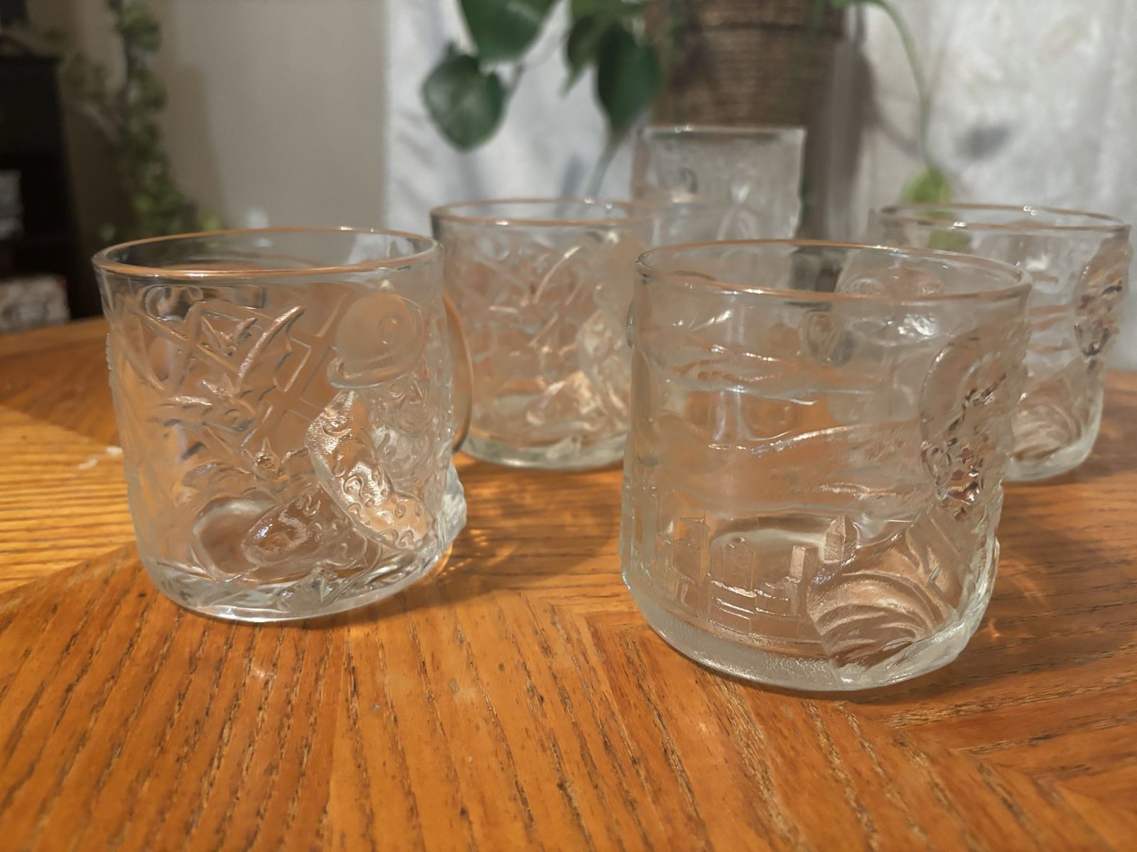 Vintage McDonald's Batman Forever Clear Glass Mug Set - Lot of 5