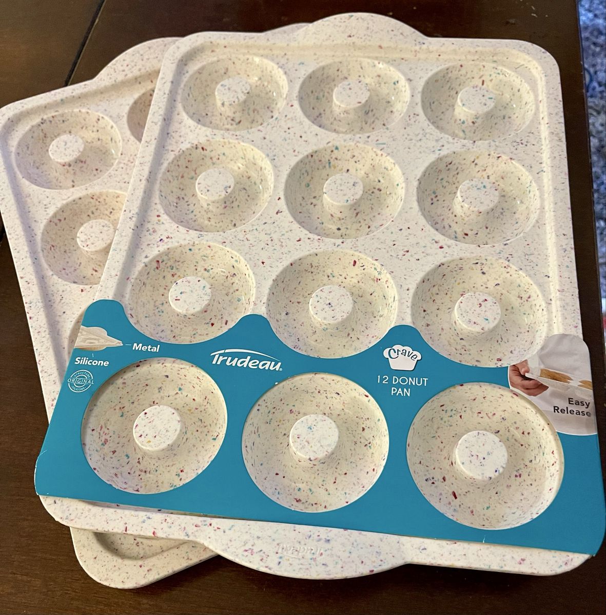 Trudeau Crave 12-Donut Pan Silicone & Metal Non-Stick Easy Release Baking Pan - 2 Pack