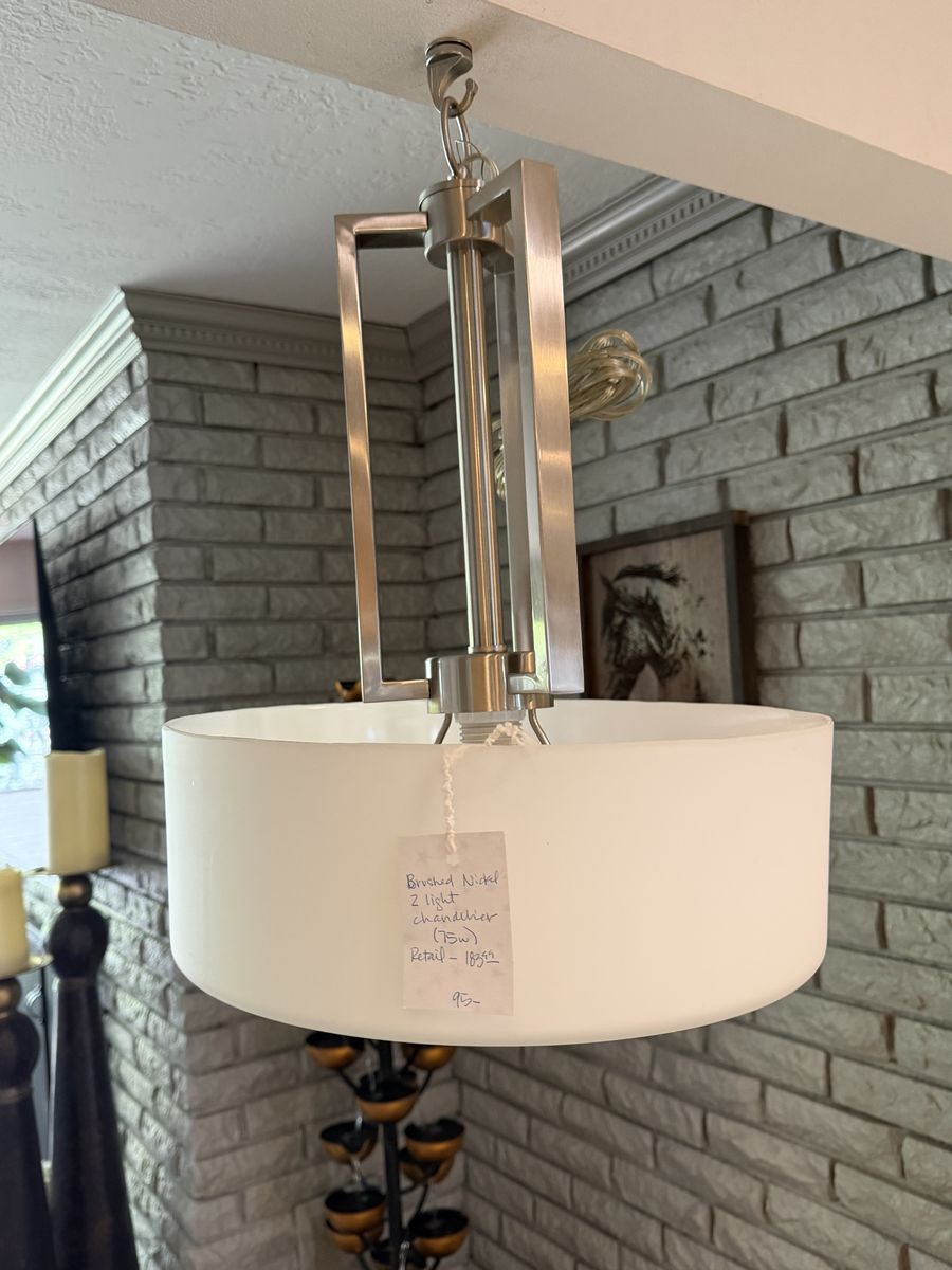 NEW BRUSHED NICKEL 2 LIGHT CHANDELIER