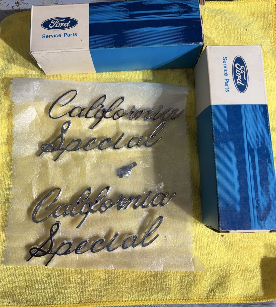 1968 Ford Mustang NOS California Special Script Emblem set Rare