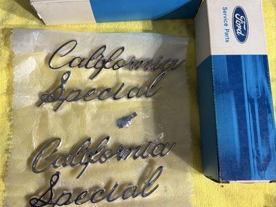 1968 Ford Mustang NOS California Special Script Emblem set Rare