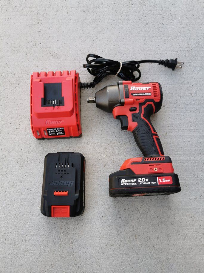 Bauer 20V Hypermax Brushless Cordless 3/8  in. Impact Wrench Kit with 1.5Ah Batterys & Charger
