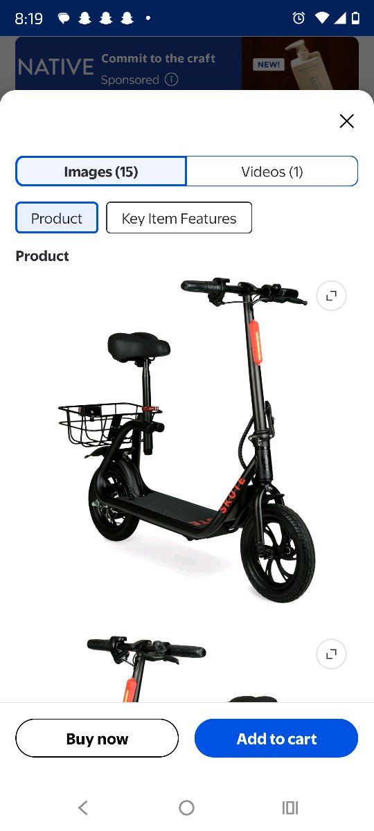 Hyper Bicycles SKUTE 36V Seated Electric Scooter - Like New
