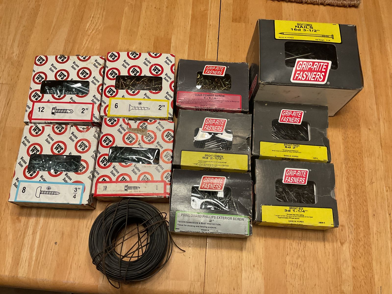 10 Boxes Misc. Nails,Screws and Such