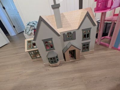 Large Wooden Dollhouse with Furniture