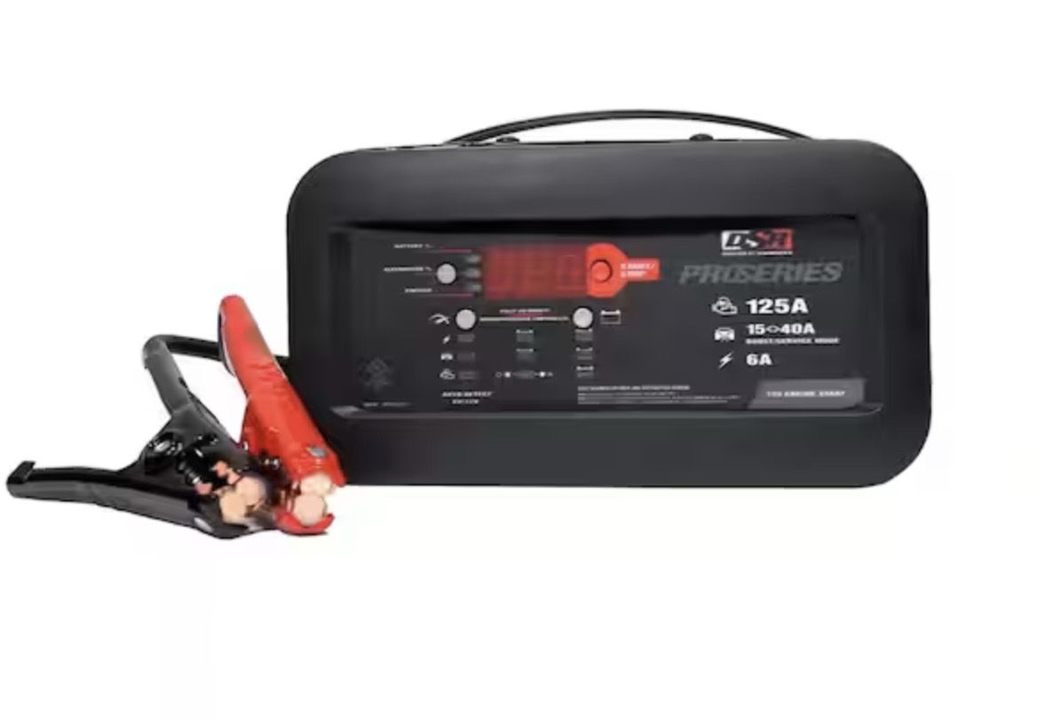 DSR Pro 125-Amp Car Battery Charger and Engine Starter, 40A Boost, 6/12V for Power Sport, Auto, and Marine Batteries