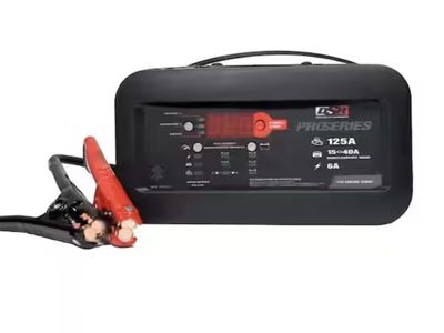 DSR Pro 125-Amp Car Battery Charger and Engine Starter, 40A Boost, 6/12V for Power Sport, Auto, and Marine Batteries