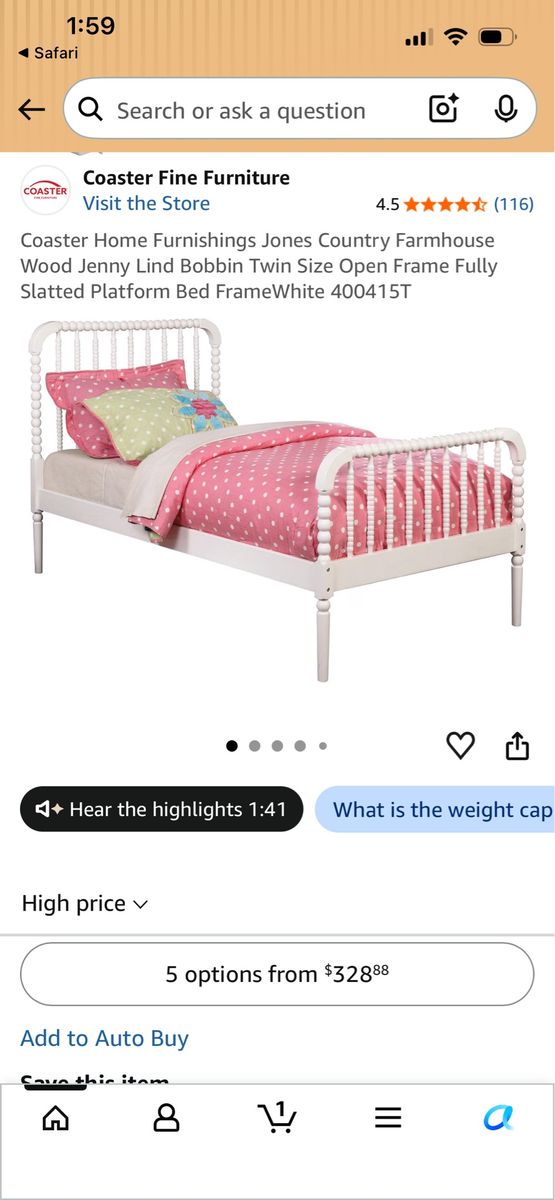 Coaster Home Furnishings White Wood Twin Size Jenny Lind Spindle Platform Bed Frame