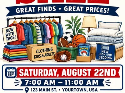 Multi-Family Yard Sale Saturday - Clothing, Sporting Goods, Pokemon Cards & Bedding